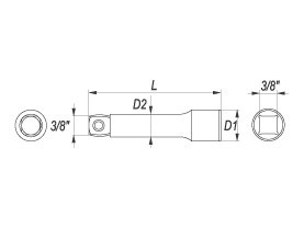 Шарнирный удлинитель для головки 3/8"x150мм 1