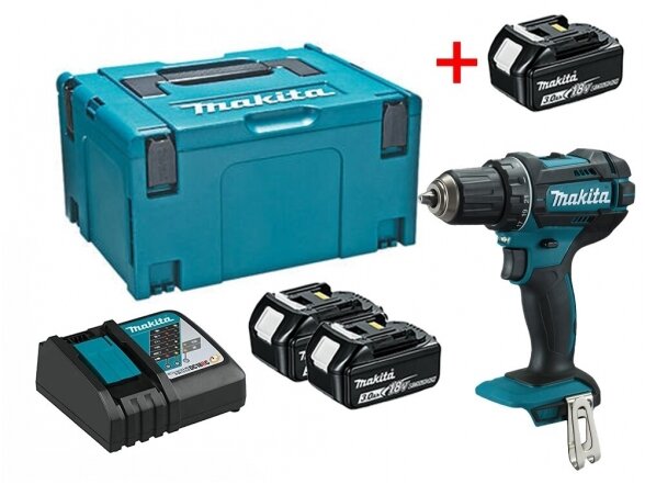 MAKITA DDF482RM3J  Akumuliatorinis suktuvas-gręžtuvas 3x4,0Ah 18v Li-ion