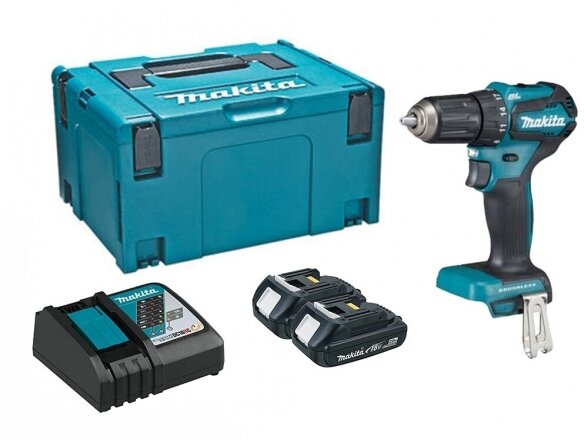 Makita DDF483RAJ  Аккумуляторная бесщеточная дрель-шуруповерт 18V, 2x2,0Ah Li-ion