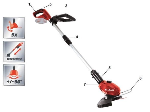 Einhell GE-CT 18 Li Solo akumuliatorinis trimeris 1