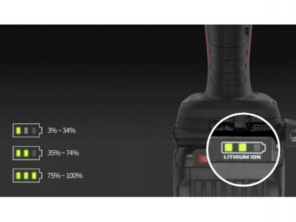 Akumuliatorinis universalus smūginis suktuvas/veržliaraktis Keyang DW20BLH-315, 315 Nm, 18V (20V MAX), komplekte 2×5,0 Ah akumuliatoriai ir pakrovėjas 3