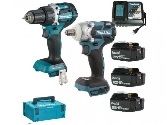 Makita DDF484 + DTW285 Комплект аккумуляторных инструментов 3x5,0Ah 18V Li-ion