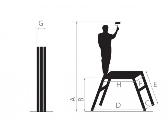 Aliuminio platforma Drabest HOP-UP 75x30 cm (150 kg) 1