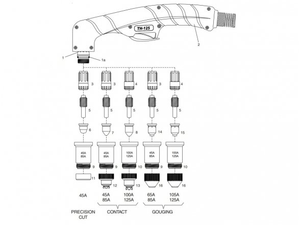 Корпус защитной головы TH-125, 100-125A 2