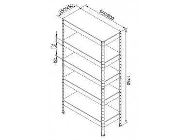 DRABEST metalinė sandėliavimo lentyna 1750x40x90 cm, iki 220 kg! 3