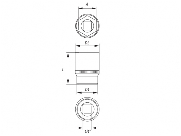 Galvutė ilga 1/4", 4-13 mm 1