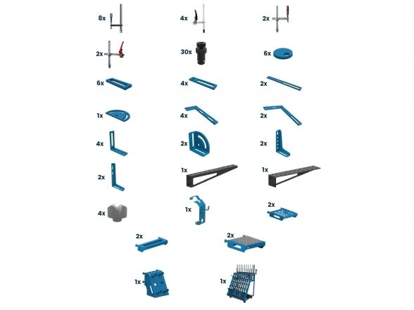 GPPH priedų rinkinys Nr. 2 suvirinimo stalui, komplekte 96 priedai