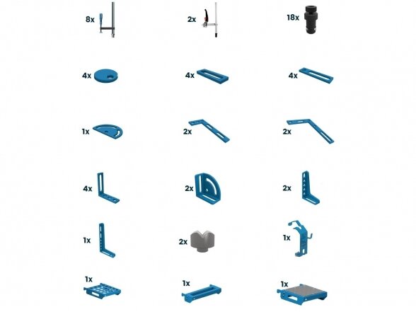 GPPH priedų rinkinys Nr. 3 suvirinimo stalui, komplekte 60 priedų