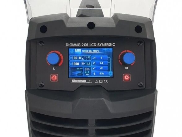 Komplektas - sinerginis suvirinimo aparatas Sherman DIGIMIG 205 LCD SYNERGIC, 200A, 230V 3