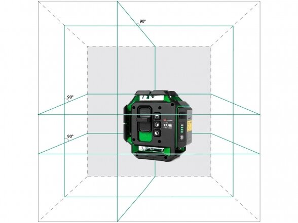 Lazerinis nivelyras ADA Instruments LaserTANK 4-360 GREEN Ultimate Edition, žalios spalvos spindulys, 4 linijos 360° 1