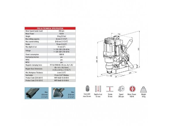 Magnetinės gręžimo staklės PRO 36 /230V Promotech 2