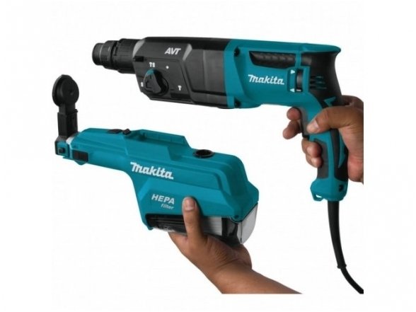 Makita HR2651TJ Perforatorius SDS+, 800W, su dulkių surinkimo sistema ir keičiamu griebtuvu 1