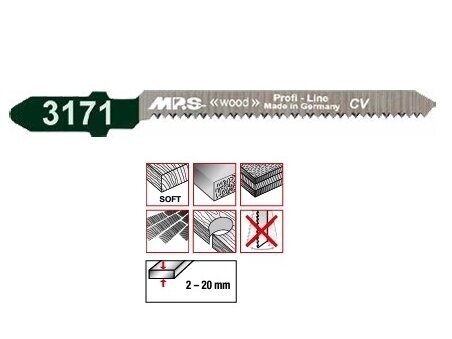 Pjūklelis medienai MPS 3171, 75 mm, 19 TPI, 2 vnt., smulkus ir švarus pjovimas