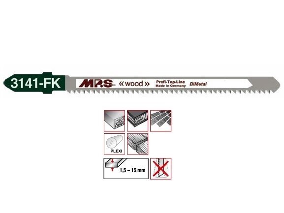 Pjūklelis medienai MPS 3141-FK, 100 mm, 13 TPI, 2 vnt., tiesus, lenktas ir labai švarus pjovimas