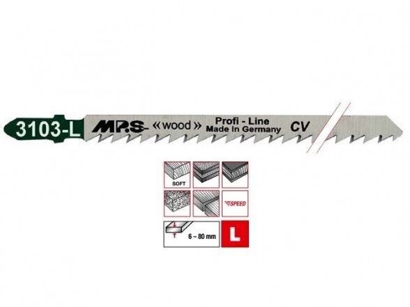 Pjūklelis medienai MPS 3103-L, 130 mm, 6 TPI, 2 vnt., ypatingai ilgas