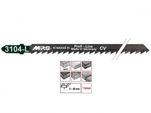 Pjūklelis medienai MPS 3104-L, 130 mm, 6 TPI, 2 vnt., ypatingai ilgas, grubiam pjovimui