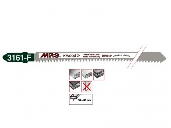 Pjūklelis medienai MPS 3161-F, 132 mm, 12 TPI, 2 vnt., pjovimas be atplaišų