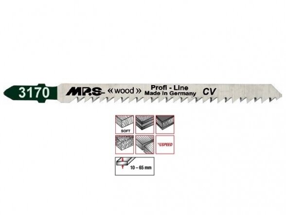 Pjūklelis medienai MPS 3170-2, 115 mm, 8 TPI, 2 vnt., tiesus, greitas ir labai švarus pjovimas