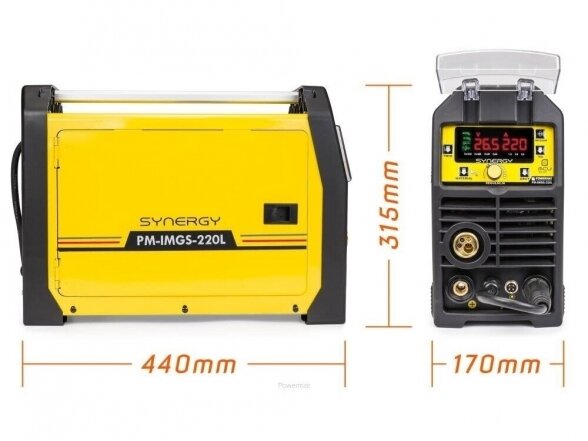 Powermat komplektas - PM-IMGS-220L SYNERGY suvirinimo pusautomatis, 220A, 230V, MIG/MAG/MMA/LIFT-TIG 8