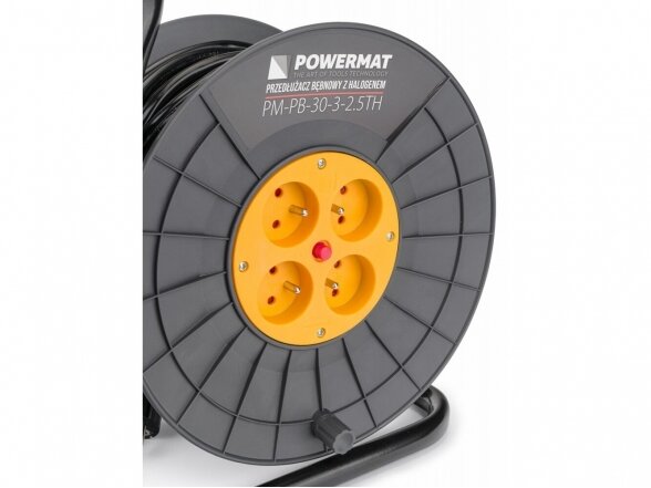 Powermat PM-PB-30-3-2.5TH prailgintuvas ant būgno 30m su LED lempa 7