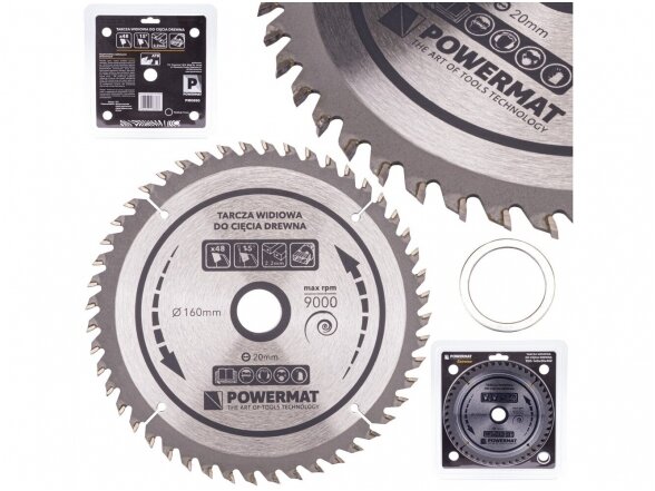 Powermat TDD-160x20x48Z medienos pjovimo diskas 160x20 mm, 48 dantys