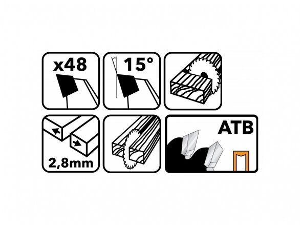 Powermat TDD-255x30x48Z medienos pjovimo diskas 255x30 mm, 48 dantys 3