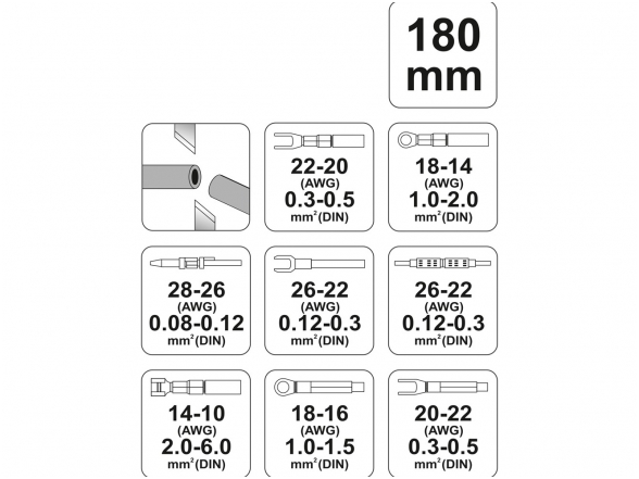 Replės 180 mm, 5 rūšių antgaliams 2