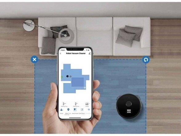Robotas dulkių siurblys Bass Polska su šluoste, kamera ir Hepa filtru + programėlė TUYA SMART. Įveikia iki 2 cm aukščio kliūtis. 6