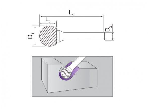Sferinė freza, D forma 1