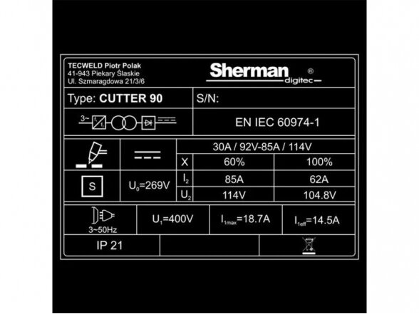 Аппарат для плазменной резки CUTTER 110, 105A, 400V, 40мм 8