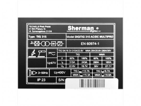 Sherman DIGITIG 315 AC/DC Multipro сварочный аппарат, 315A, 400V 4