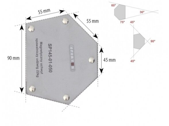 Spartus suvirinimo magnetas, apkrova 22kg