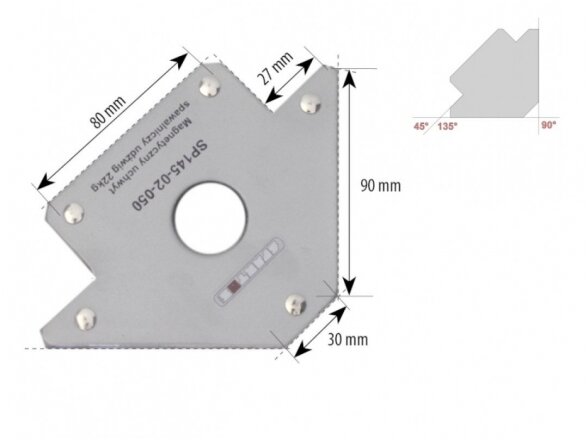 Spartus suvirinimo magnetas, rodyklės tipo, apkrova 22kg