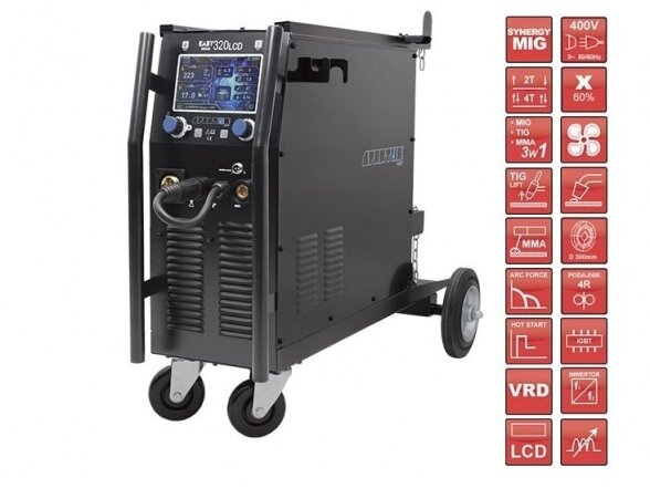 MIG/MAG inverter SPARTUS® EasyMIG 320LCD welder, 300A, 400V