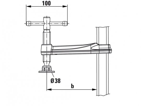 Suvirinimo stalo spaustuvas Bessey TW16-20-10K, tvirtinimo skersmuo 16 mm, su metaline rankena 1