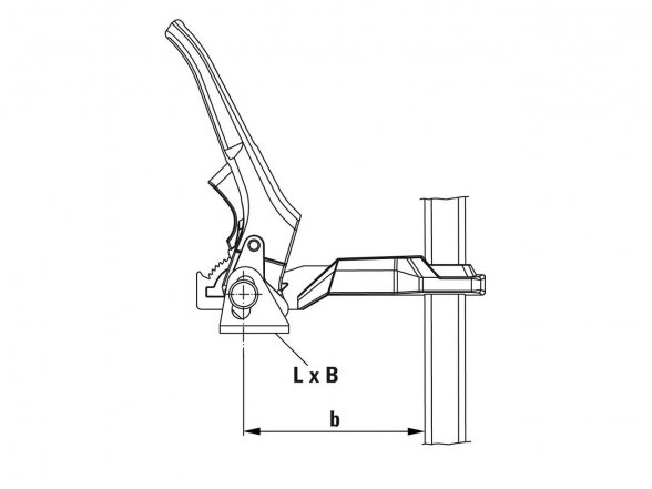Suvirinimo stalo spaustuvas Bessey TW28-30-12H, tvirtinimo skersmuo 28 mm, su svirtimi 1