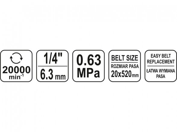 Yato pneumatinis juostinis šlifuoklis | 20 x 520 mm 3